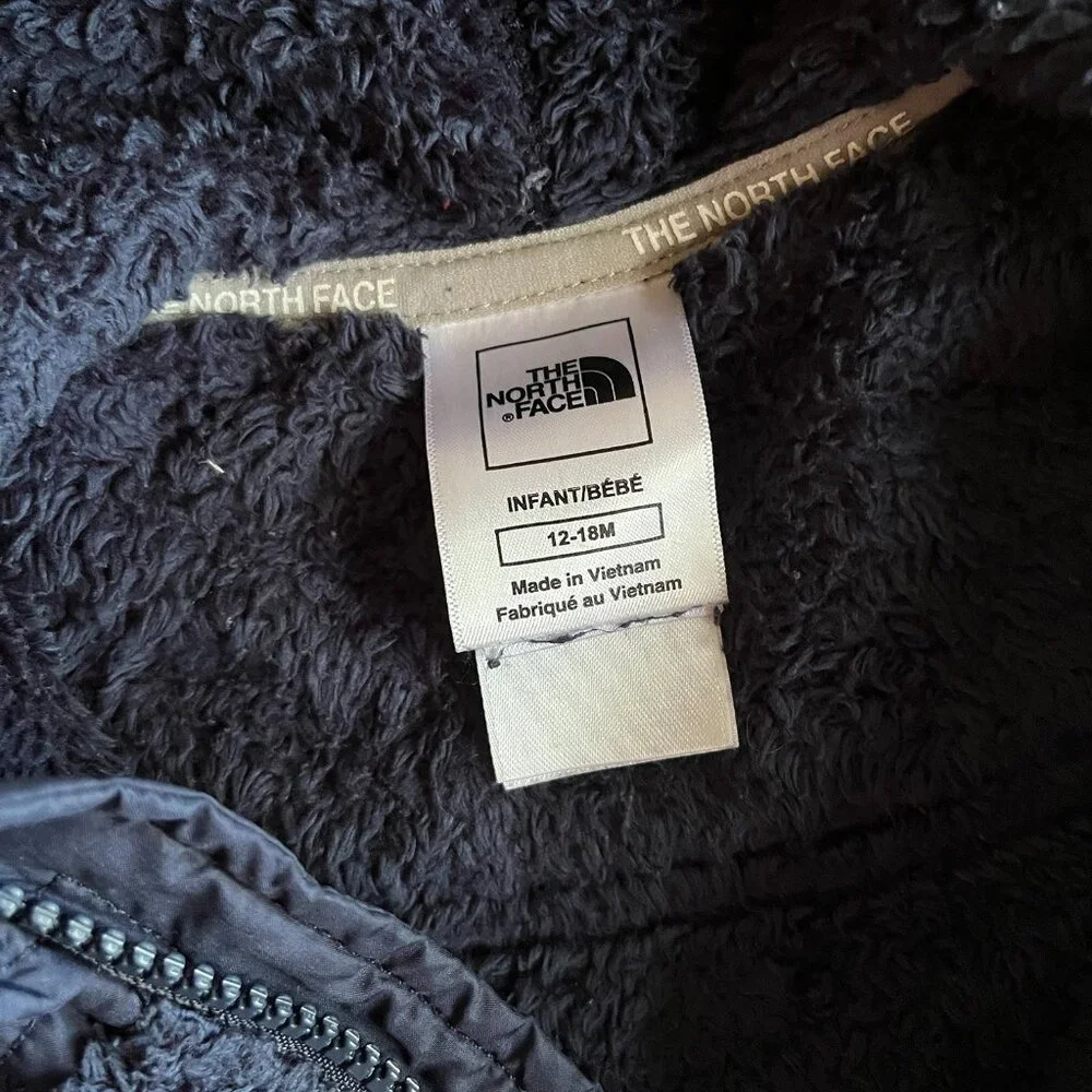 The North Face navy/red plush fleece hoodie 12-18m